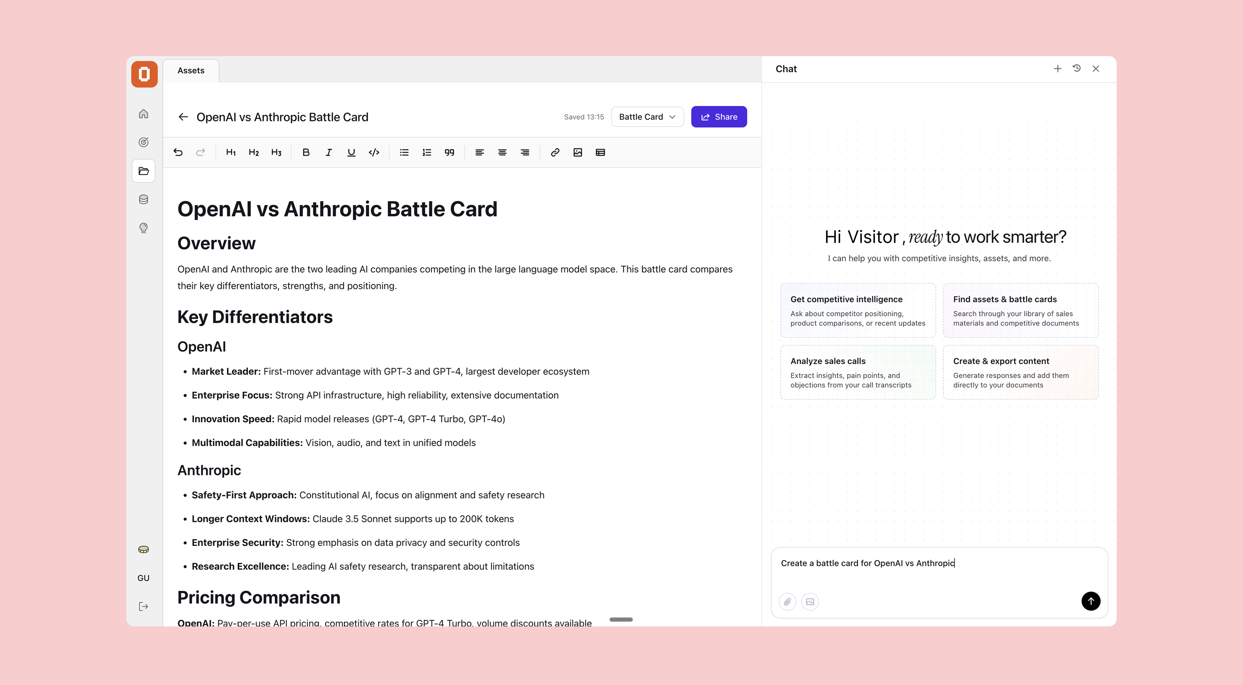 Create sales assets personalized to each launch, deal, and persona